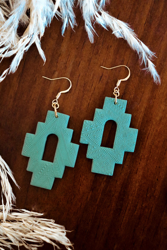 Ann Scott & Co Turquoise Polymer Clay Print Earring