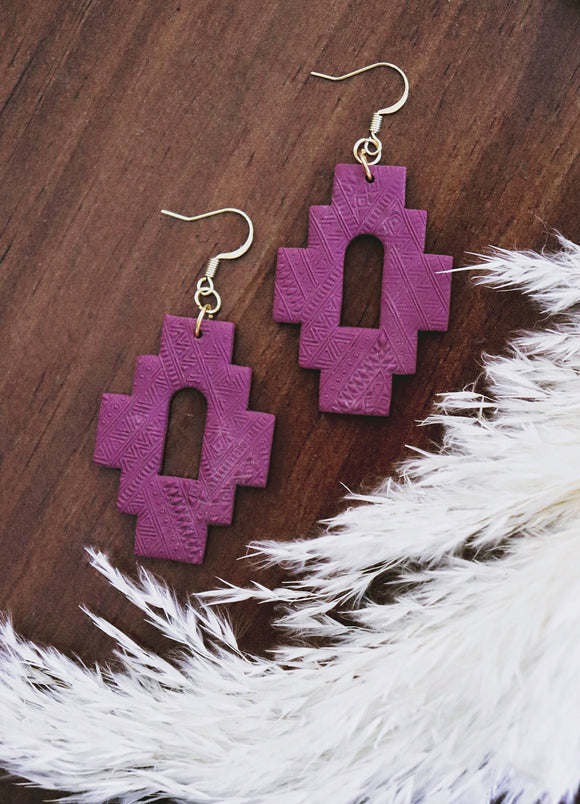 Ann Scott & Co Purple Polymer Clay Print Earring