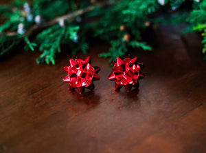 Christmas Bow Studs Red