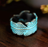 Adjustable Feather Ring Turquoise