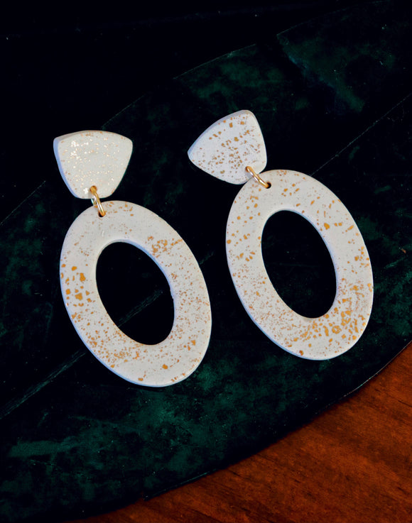 Ann Scott & Co Shimmer Gold Oval Polymer Clay Earrings