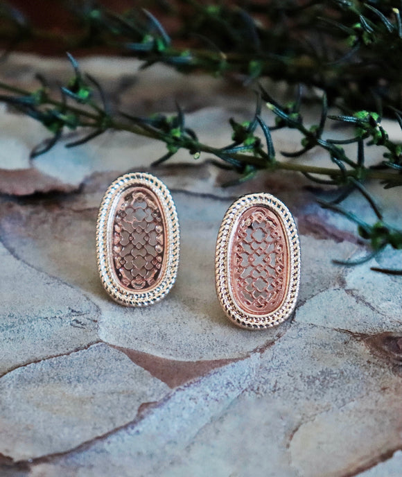 Bronze Design Stud Earrings