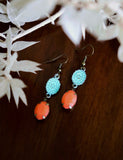 Rustic Mint and Coral Earrings