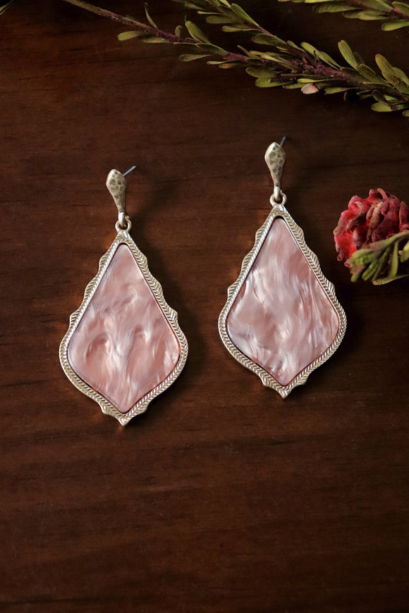 Gold and Blush Pendant Earrings