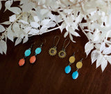 Rustic Mint and Coral Earrings