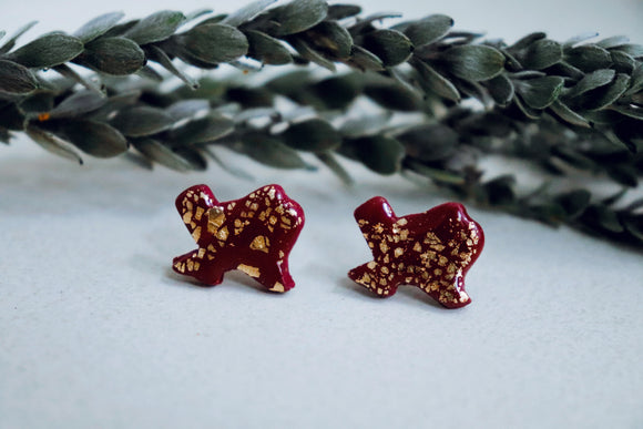 Ann Scott & Co Maroon and Gold Texas Studs