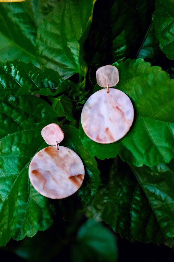 Marbled Flat Disc Drop Earrings