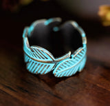 Adjustable Feather Ring Turquoise