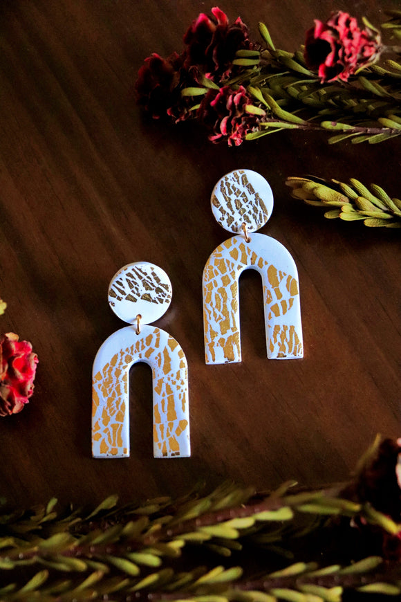 Ann Scott & Co White and Gold Horseshoe Polymer Clay Earrings