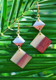 Wood Square Pendant Earrings