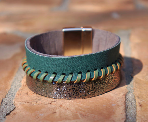 Turquoise and Silver Magnetic Bracelet