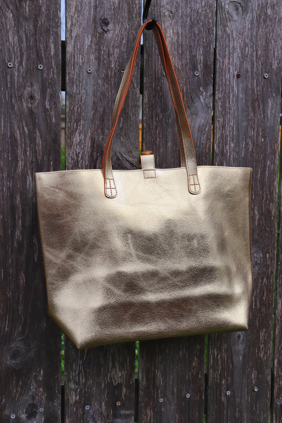 Gold Metallic Tote Bag