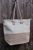 Tan Two-Tone Fringe Tote Bag