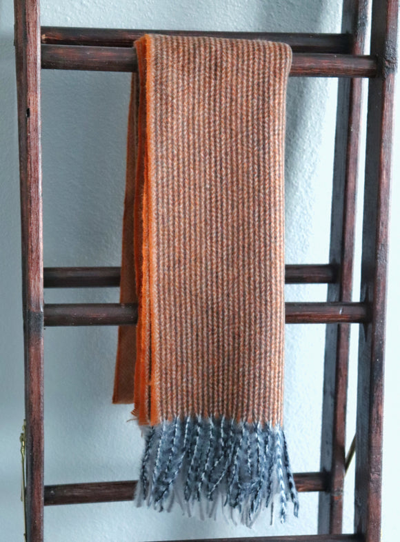 Ultra Soft Reversible Rust Striped Scarf