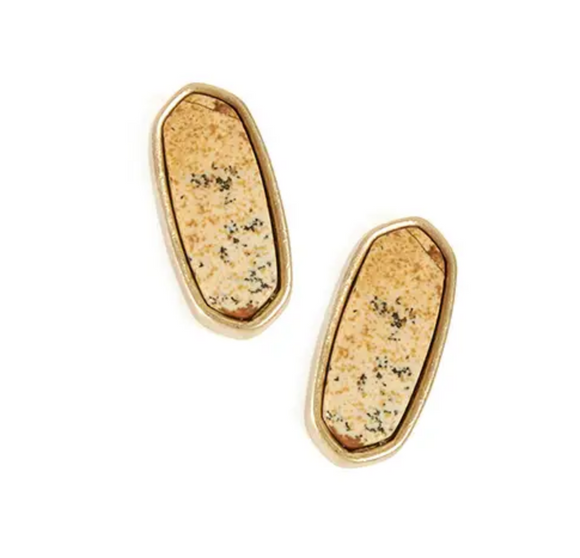 Gold Bezel Stone Earrings