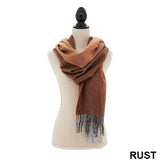 Ultra Soft Reversible Rust Striped Scarf